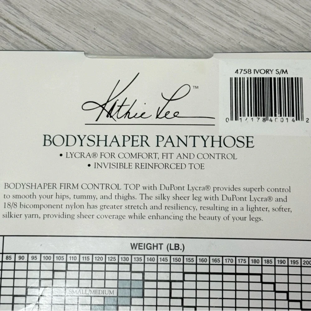 Bodyshaper Kathie Lee Silky Sheer Bodyshaper Pantyhose Ivory Small/Medium